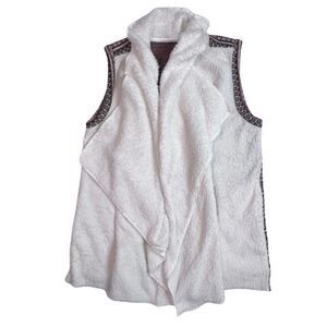 Vest Women Medium Open Front Fleece Southwestern Asymmetrical Tribal Boho Jacket